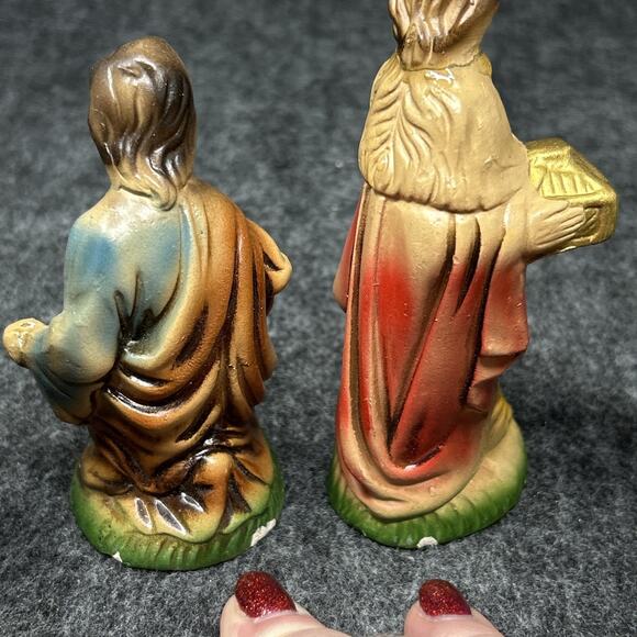 Vintage 11pc Nativity Figurines Made in Japan Old Paper Mache Christmas Set - Picture 8 of 15